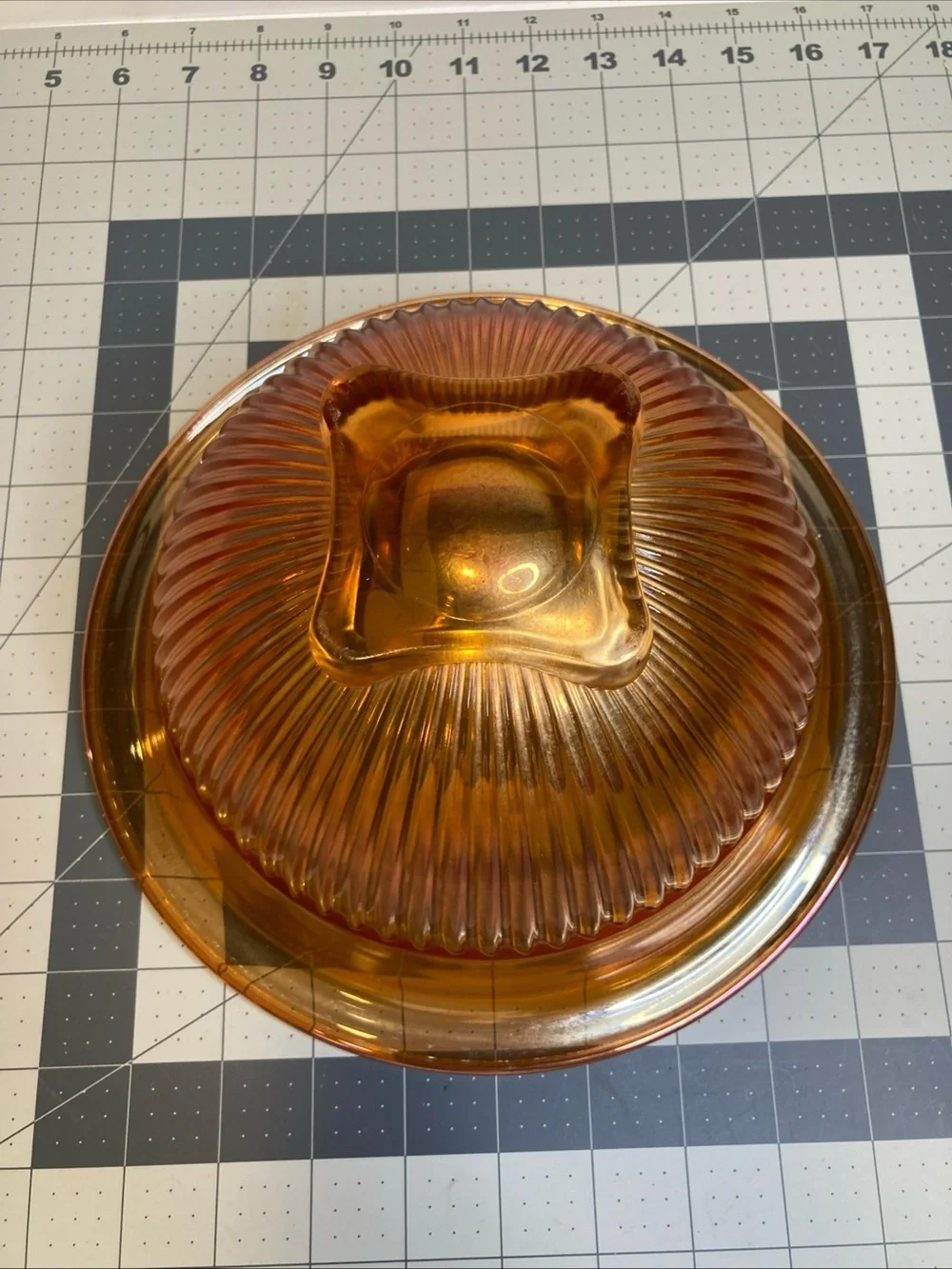 Vintage Federal Marigold Carnival Glass Vertical Ribbed 10